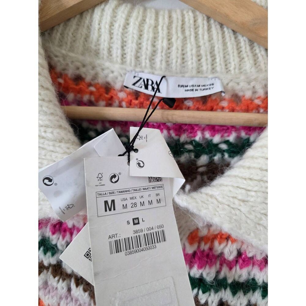 NWT Zara Striped Knit Cardigan Jacket M - Picture 7 of 9